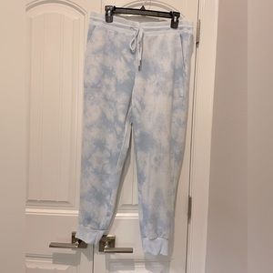 Women’s Stars Above tie dyed blue and white joggers. Large.